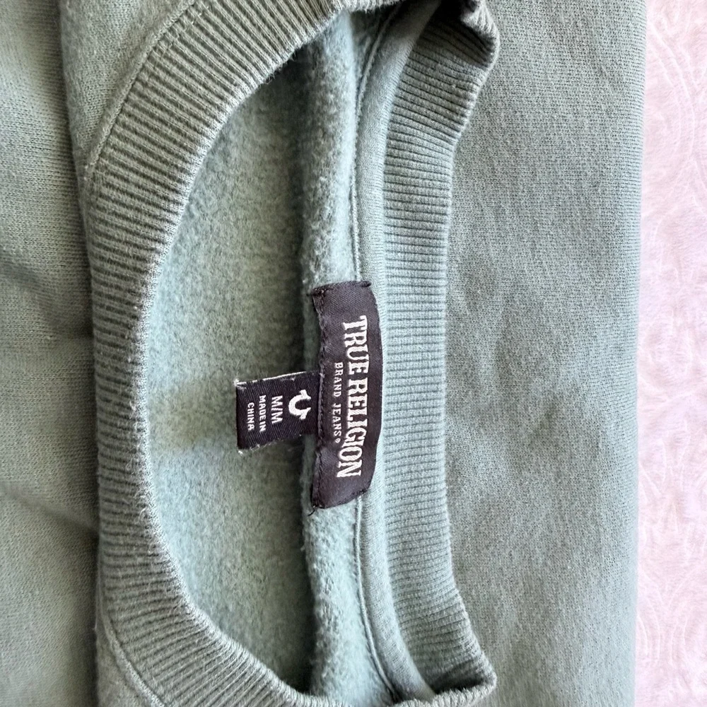 True Religion Green Crewneck Logo Sweatshirt Pullover Size M